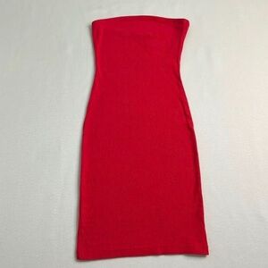 Red strapless ribbed dress Sz small